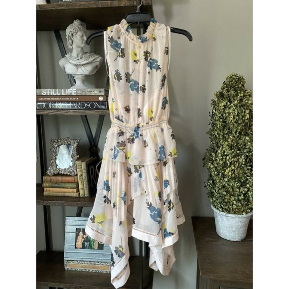 Self-Portrait Asymmetric High Neck Floral Dress 0 - Picture 8 of 12